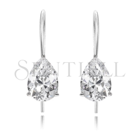 Srebrne kolczyki pr.925 Cyrkonia łezka 6mm x 8mm