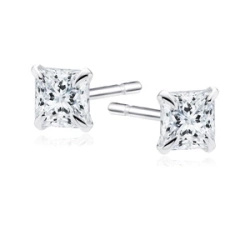 Srebrne kolczyki pr.925 cyrkonia biała 3 x 3mm kwadratowe