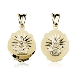 Srebrny pozłacany medalik Jezus / Matka Boska Szkaplerzna