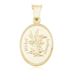 Srebrny (pr.925) pozłacany medalik diamentowany Michał Archanioł
