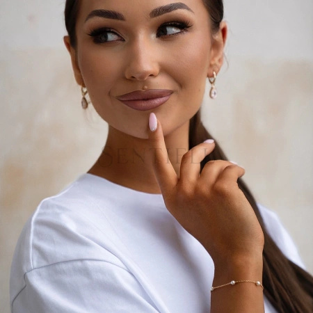 Srebrna pozłacana bransoletka pr.925 - łańcuszek z perłami