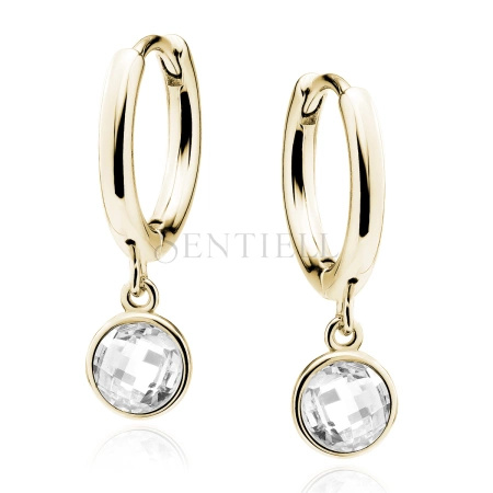 Srebrne pozłacane kolczyki pr.925 kółka z białymi cyrkoniami