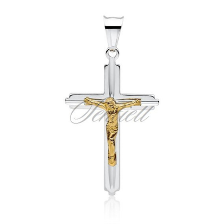 Srebrny (pr.925) krzyżyk diamentowany, złocony