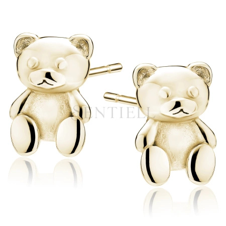 Srebrne pozłacane kolczyki pr.925 - miś