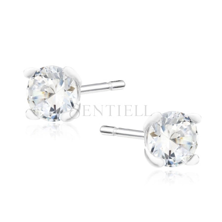 Srebrne kolczyki pr.925 Cyrkonia okrągła średnica 5mm