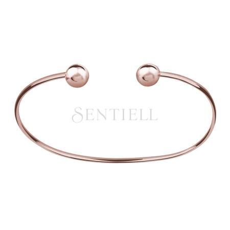 Srebrna Bransoletka Sztywna Typ Bangle Pozłacana Różowym Złotem