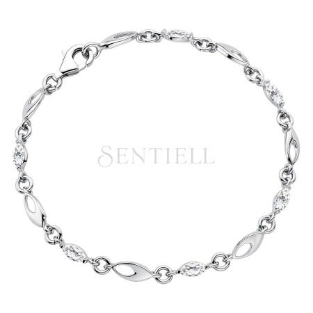 Srebrna bransoletka pr.925 Cyrkonia biała