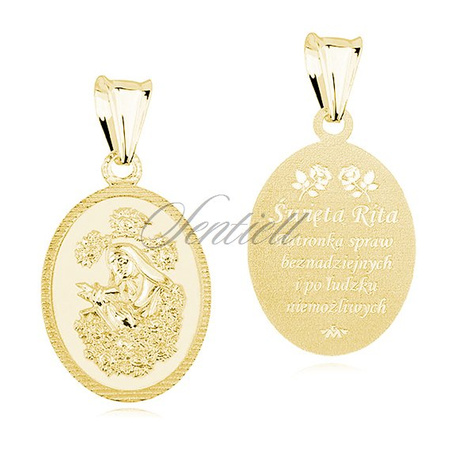 Srebrny pozłacany medalik pr.925 - Święta Rita