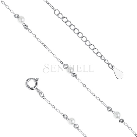 Srebrna bransoletka na nogę pr.925 z perełkami