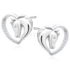 Srebrne kolczyki pr. 925 serce - koń z białymi cyrkoniami