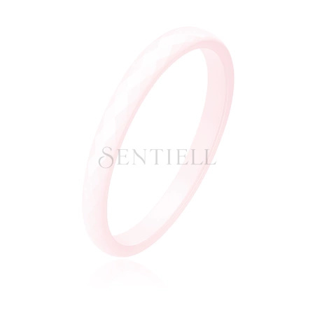 Różowy fasetowany pierścionek ceramiczny 3mm