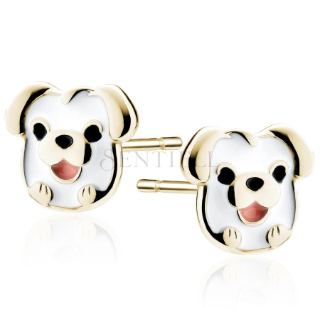 Srebrne pozłacane kolczyki pr.925 emaliowane - pieski