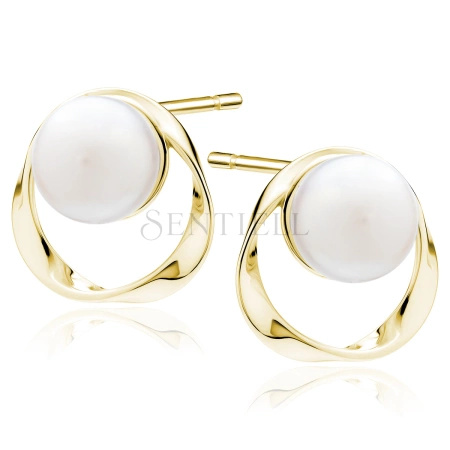 Srebrne pozłacane kolczyki pr. 925 z perełkami