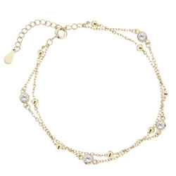 Srebrna pozłacana bransoletka pr. 925 z kulkami i białymi cyrkoniami