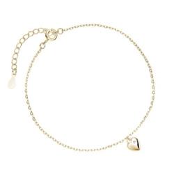 Srebrna pozłacana bransoletka pr.925 - serduszko z białą cyrkonią