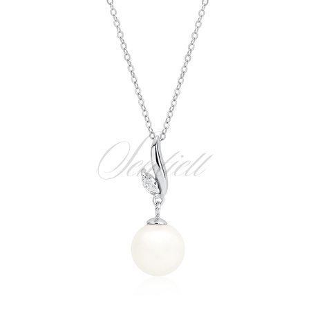 Srebrny naszyjnik pr.925 perła z cyrkoniami