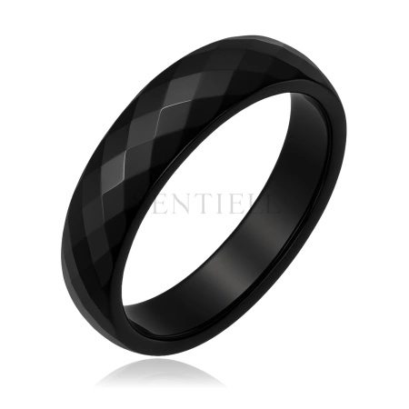 Czarny fasetowany pierścionek ceramiczny 6mm