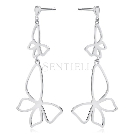 Srebrne kolczyki wiszące pr.925 - motyle