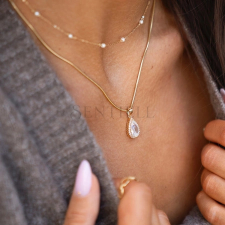 Srebrna pozłacana zawieszka pr.925 z białą cyrkonią