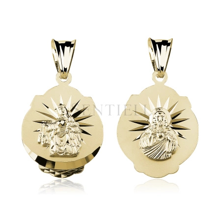 Srebrny pozłacany medalik Jezus / Matka Boska Szkaplerzna