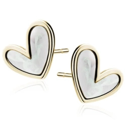 Srebrne pozłacane kolczyki pr.925 z masą perłową - serce