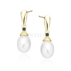 Srebrne pozłacane kolczyki pr. 925 perły z czarną cyrkonią